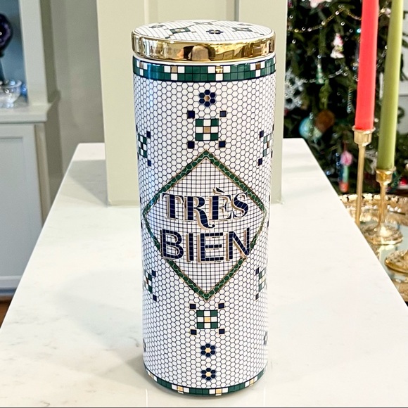 Anthropologie Bistro Tile Canister - Tres Bien, Kitchen Home Decor